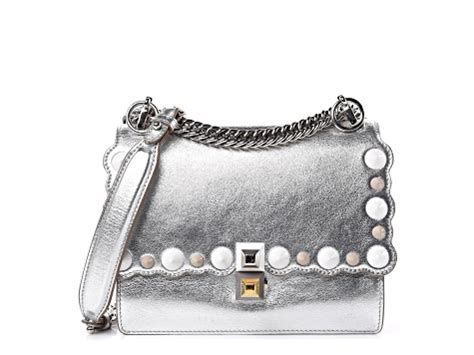 calfskin bag fendi|Fendi Kan I Metallic Silver Calfskin Scalloped Studded Bag.